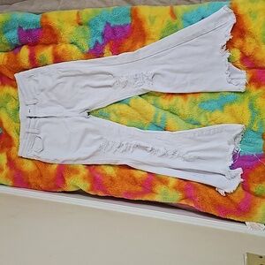 Girls distressed flare leg jeans. Size 8